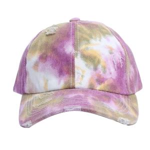 Berretto da baseball tie-dye effetto consumato da donna con motivi colorati vivaci