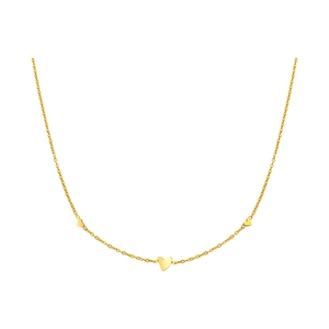Gold titanium steel heart necklace with three pendants on a clean white background