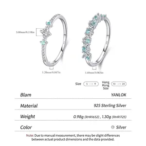 Elegant S925 sterling silver rings with star-set blue gems and row diamonds