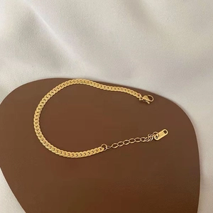 Elegant 18k gold plated flat snake bone chain bracelet with lobster clasp and tag