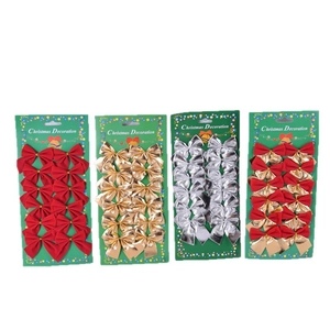 Lot de 48 nœuds de sapin de Noël en rouge, or et argent pour une décoration de fête élégante