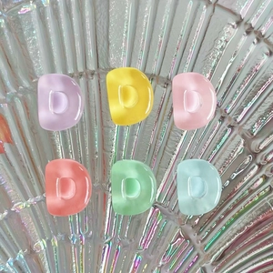 Colorful semi-transparent resin D-shaped DIY accessories for hair clips and crafts
