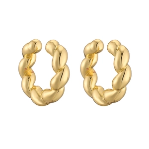 Minimalist vintage gold twisted rope stud earrings with polished geometric texture