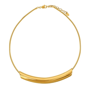 Minimalist 18k gold plated stainless steel snake chain with a curved tube pendant