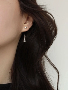925 silver heavy industry pearl drop earrings with irregular water drop metal charms