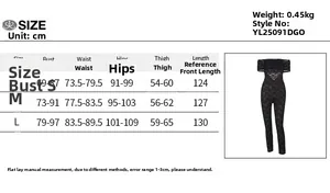 Detailed size chart for lace off-shoulder bodysuit including bust and length specs