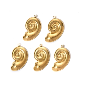 Set of five 18K gold plated stainless steel spiral swirl ocean style pendants