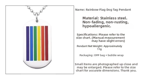 Rainbow flag square pendant necklace in stainless steel with a silver-colored ball chain