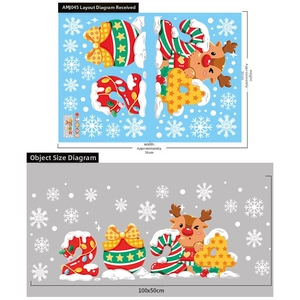 Detail of 2024 Christmas window stickers with sizing for reindeer and snowflakes