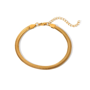 18k gold plated stainless steel snake bone chain bracelet with adjustable lobster clasp