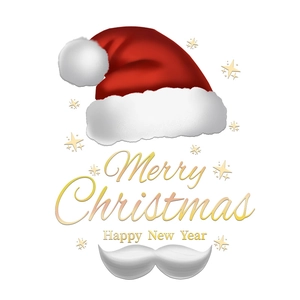 Red Santa hat and Merry Christmas glass window sticker decoration for festive holiday displays