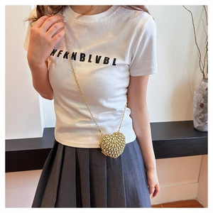 Sac de soirée doré en forme de cœur avec strass scintillants et bandoulière chaîne