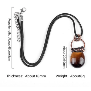 Tiger eye stone pendant on black rope with bronze metal in vintage style for women