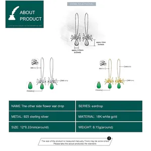 925 silver Lycoris earrings with green chalcedony drops and 18K gold plating