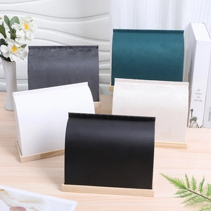 Minimalist velvet necklace display stands with wooden base in five assorted colors