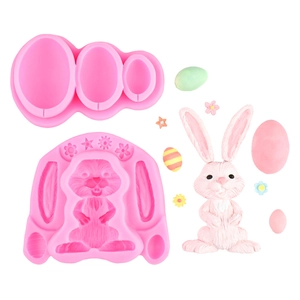Easter bunny and egg silicone molds for fondant, chocolate, and festive cake decorating