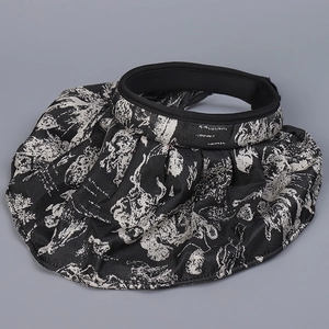 New Chinese style sun visor for women with large brim and black and white jacquard pattern