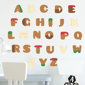 Autocollants muraux alphabet de Noël style pain d'épices pour chambre d'enfant