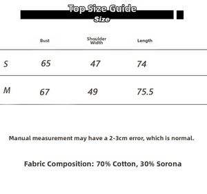 Detailed size chart for oversized batwing sleeve t-shirt with cotton and sorona fabric info