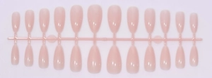 Detail of 24pcs nude pink almond press-on nails with semi-transparent jelly texture