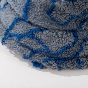 Winter striped lamb wool bucket hat for men and women with warm fuzzy texture