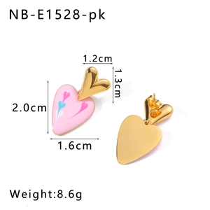 Dimensions détaillées et poids des boucles d'oreilles pendantes double cœur
