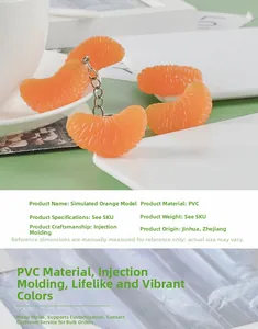 Detailed view of realistic PVC orange segment keychain with natural citrus texture