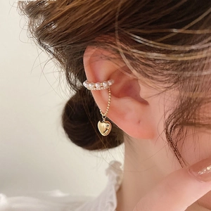 Ohrmanschetten Legierung Strass Künstliche Perle Herz Quaste Kein Piercing Clip On C-Form Französisch Vintage Elegant Schmuck