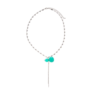 Collier style chinois moderne avec gourde en résine, maillons cœur et pompon long