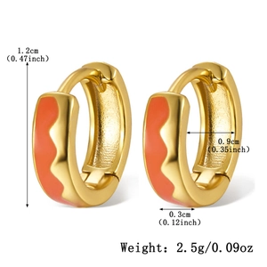 Detailed dimension guide for 925 silver hoop earrings with orange enamel wave pattern