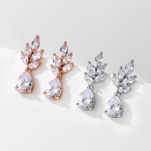 Elegante Tropfenohrringe mit Marquise- und Zirkonia-Steinen in Roségold und Silber