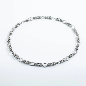 Handgefertigte Edelstahl Halskette Für Herren Hip Hop Punk Stil Silberne Byzantinische Gliederkette Schmuck