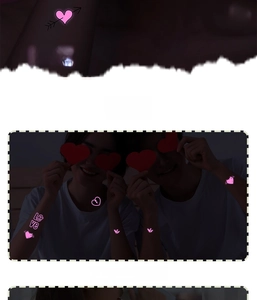 Luminous pink heart tattoo stickers glowing in the dark for party
