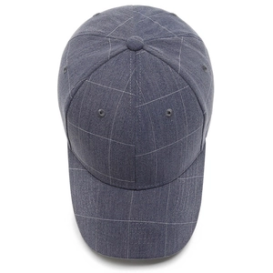Dark grey baseball cap with minimalist white grid pattern and twill texture