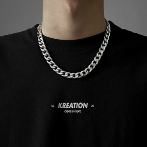 Collier Chaîne Cubaine En Acier Inoxydable Hip Hop Streetwear Punk Bijoux Pour Hommes Et Femmes