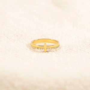 925 Sterling Silver Cross Ring Minimalist Zircon Inlaid Trendy Elegant Jewelry For Women