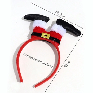 Detailed size specifications for red plush Santa hat headband, 18.5cm by 21cm