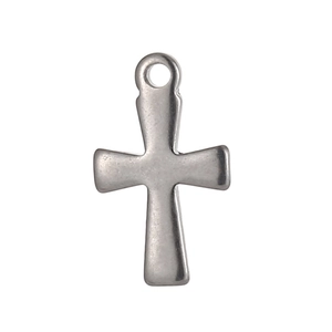 Minimalist silver stainless steel cross pendant accessory with a smooth metallic finish