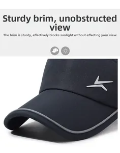 Detail of breathable mesh cap featuring a structured brim and reflective safety trim