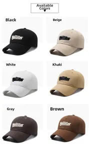 Detailed view of embroidery baseball cap color options in cotton twill six-panel style