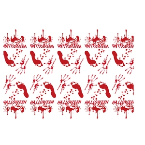 Halloween bloody handprint tablecloth with red blood splatters and footprints