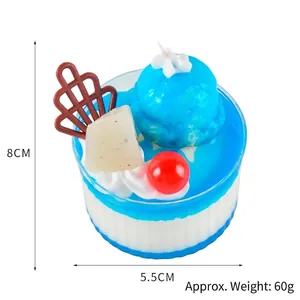 Realistic blue cupcake candle with white cream and cherry top, 8x5.5cm, 60g weight