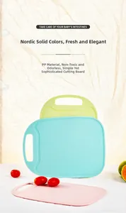 Close-up of non-toxic PP plastic cutting boards with non-slip texture in multiple colors