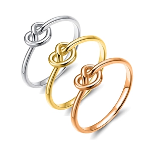 Minimalist Love Knot Heart Ring Titanium Steel Polished High Luster Fashion Band Jewelry Gift For Women Men Unisex Simple