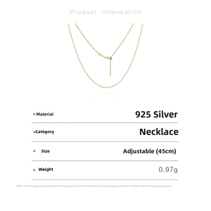 Detailed view of adjustable 45cm S925 silver gold necklace with slider bead and needle
