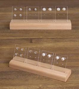 Vertical wooden jewelry display stand with transparent acrylic boards for stud earrings
