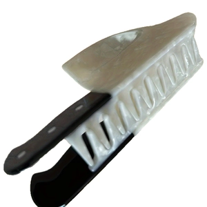Quirky marble white acrylic meat cleaver hair claw clip with black handle for Halloween