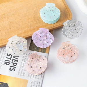 Pince À Cheveux Coquillage Acrylique Acétate Accessoire Cheveux Strass Décoratif Pour Femmes Filles Élégant