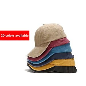 Casquette De Baseball En Coton Lavé Rétro Ajustable Style Vintage Délavé Visière Courbée Chapeau Protection Solaire Unisexe