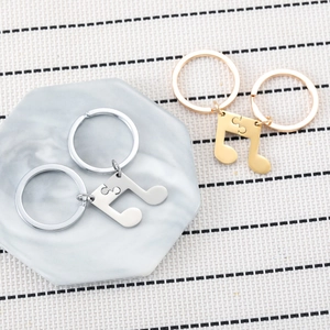 Stainless Steel Music Note Couple Keychain Split Musical Symbol Key Ring Lovers Friends Birthday Valentine's Day Gift